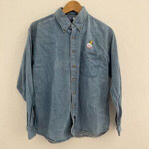 Jack in the box embroidered denim long sleeve shirt small port and company